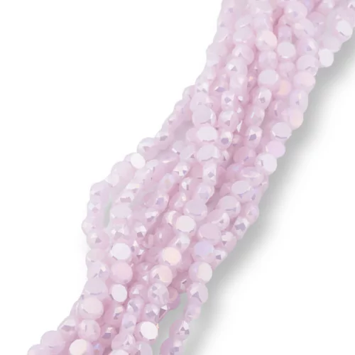 6mm Pink Faceted Flat Round Crystal Beads