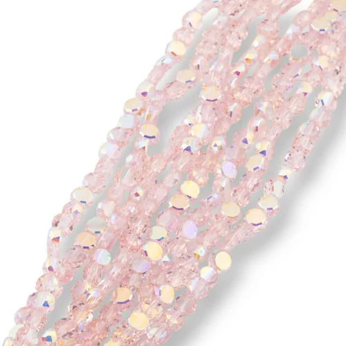 Perles de Cristal Plates Rondes Facettes 6mm Rose Transparent