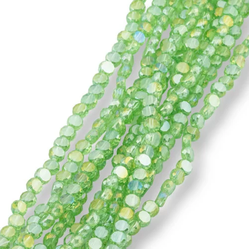 6mm Green Faceted Flat Round Crystal Beads