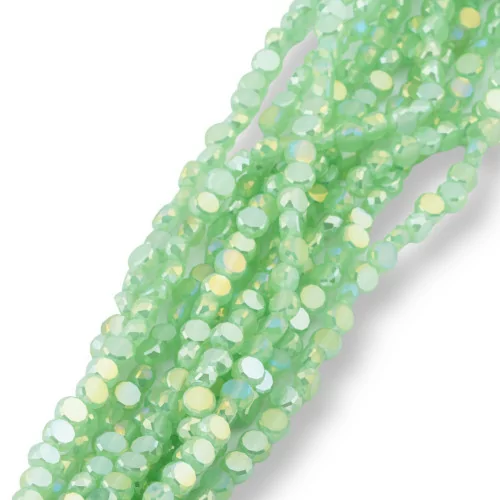 6mm Light Green Faceted Flat Round Crystal Beads