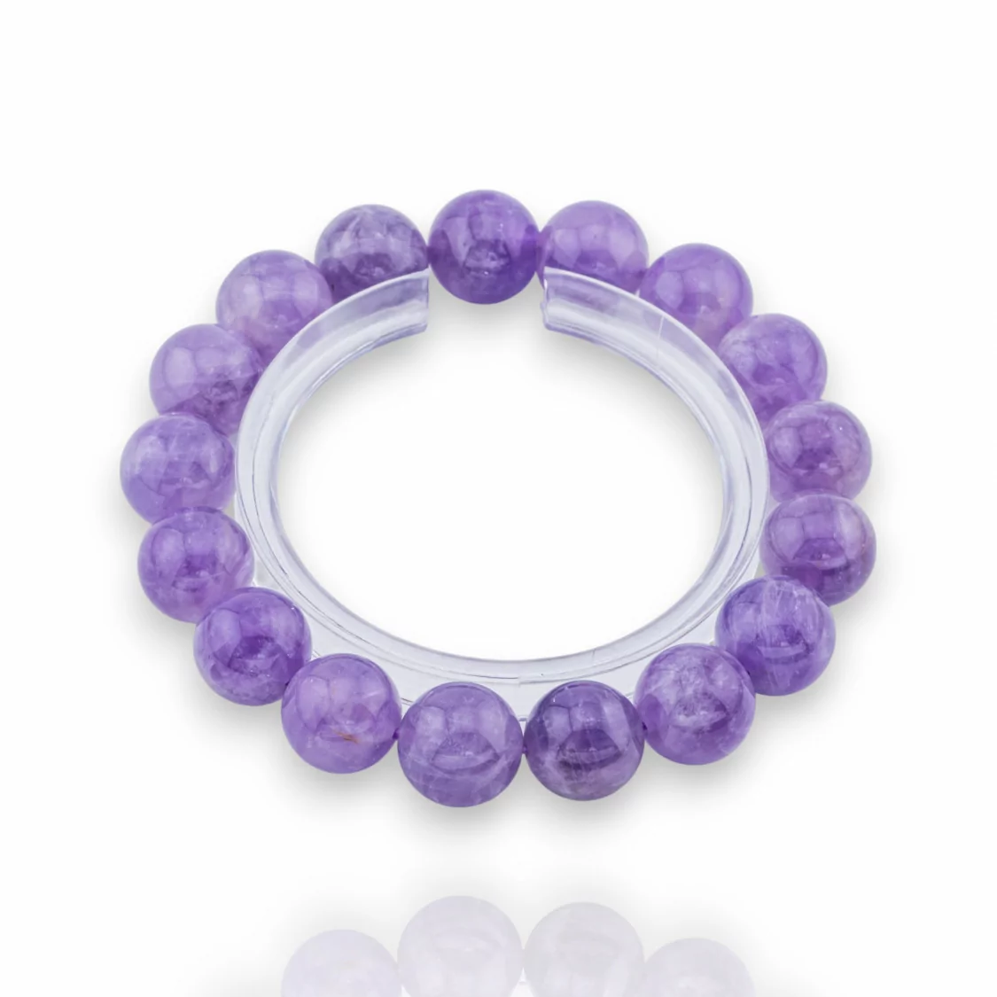 Bracciale Di Ametista Lavanda Tondo Liscio (ZEG) 13mm-BRACCIALI DI PIETRE DURE | Worldofjewel.com