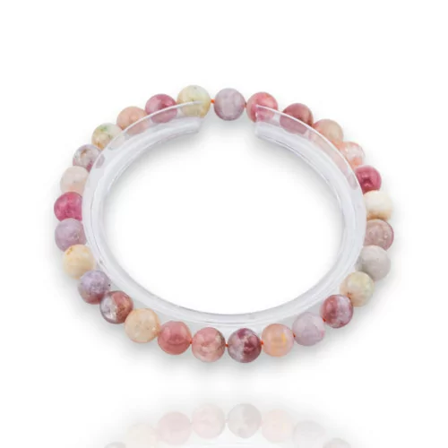 Bracelet tourmaline multicolore rugueux et lisse (ZLE) 07 mm