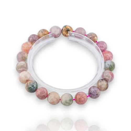 Bracelet tourmaline multicolore rugueux et lisse (ZLE) 09 mm