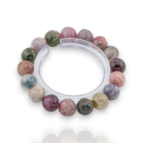 Bracelet Tourmaline Multicolore Brut Rond Lisse (ZLE) 13mm