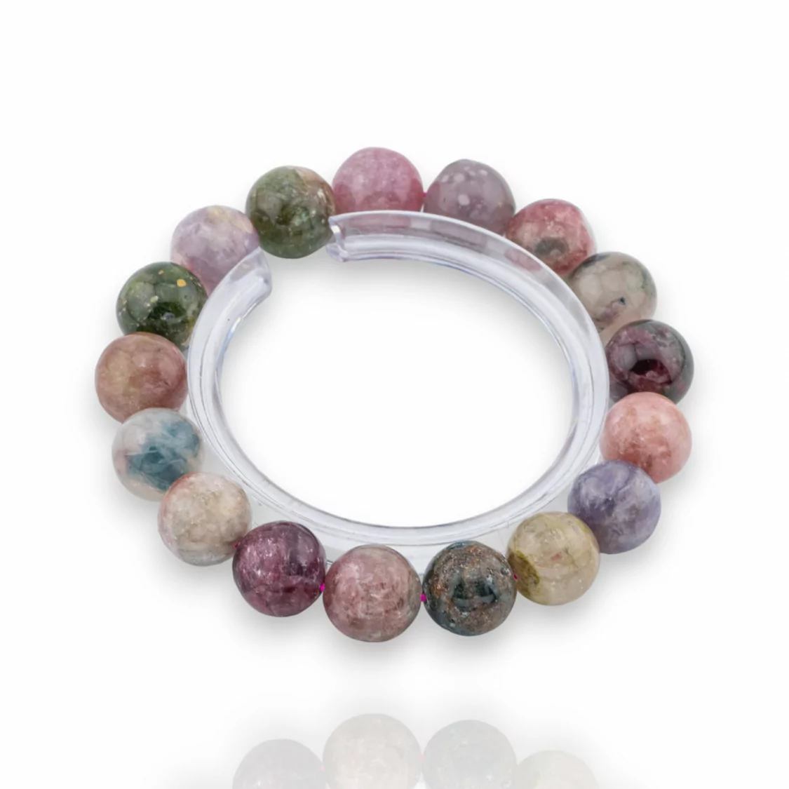 Bracciale Di Tormalina Multicolor Grezzo Tondo Liscio (ZLE) 13mm-BRACCIALI DI PIETRE DURE | Worldofjewel.com