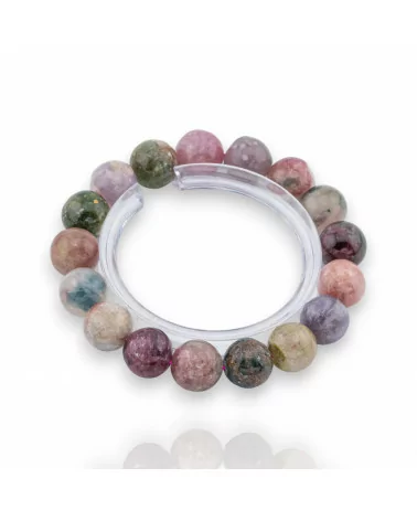 Bracciale Di Tormalina Multicolor Grezzo Tondo Liscio (ZLE) 13mm-BRACCIALI DI PIETRE DURE | Worldofjewel.com