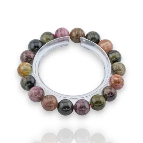 Multicolor Tourmaline Bracelet Rough Round Smooth (ZWA) 11mm