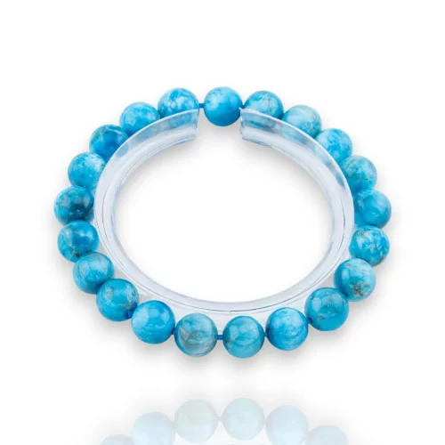 Bracelet élastique rond lisse en apatite (APT) 9 mm