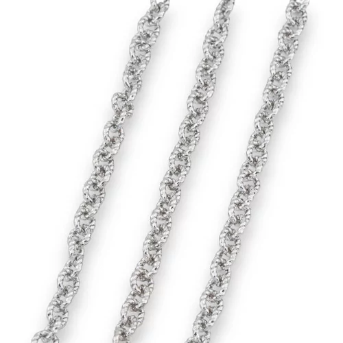 Chaîne en Laiton Diamant au Mètre 5mm 212PP 1 Mètre Plaqué Rhodium