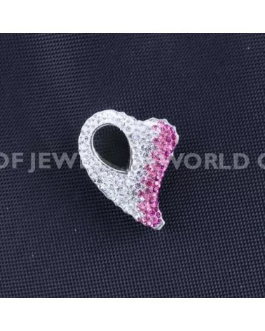 Pendente Di Argento 925 Con Strass Cuore Forato 25x28mm 1pz-ARGENTO 925 DESIGN ITALY | Worldofjewel.com