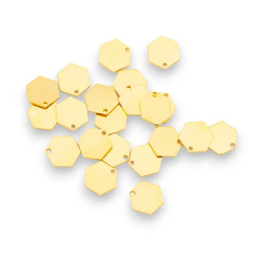 Bollatine Charms 925 Silver Hexagon 6x0.7mm 5gr 20pcs Approx. Gold