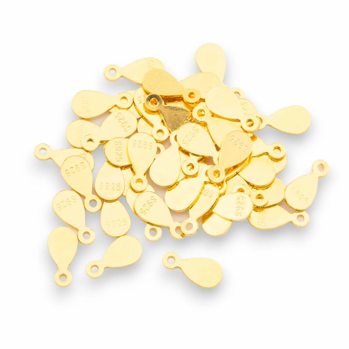 Bollatine Charms Di Argento 925 Gocce 4x8x0,50mm 5gr 50pz Circa Dorato-CONNETTORI LISCI | Worldofjewel.com