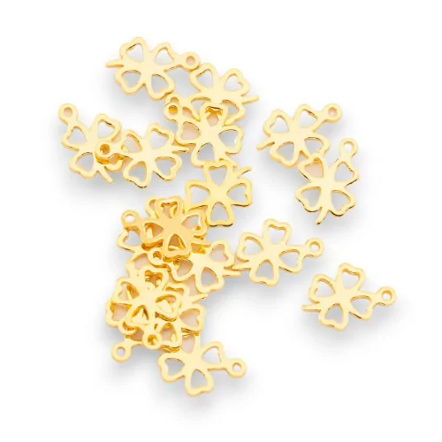 Bollatine Charms 925 Silver Four Leaf Clover 7x0.6mm 5gr 30pcs Approx. Gold