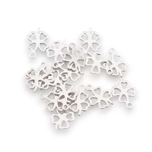 Bollatine Charms 925 Silver Four Leaf Clover 7x0.6mm 5gr 30pcs Approx Rhodium Plated