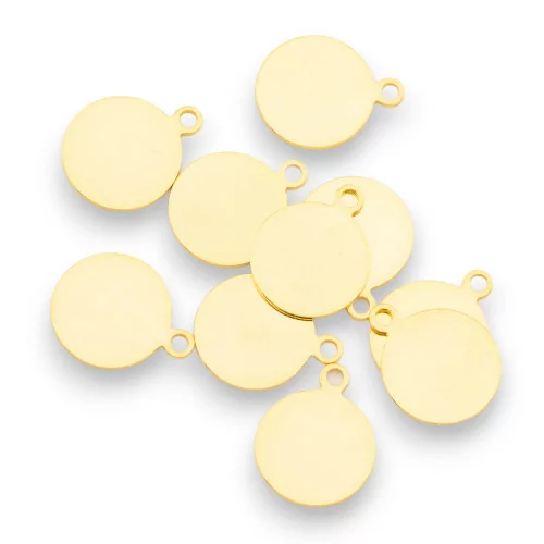 Bollatine Charms 925 Silver Round 10x0.6mm 10pcs Approx. Golden