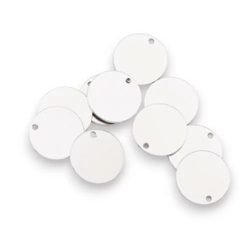 Dijes redondos de plata 925 de bollatina, 10x0,6 mm, 10 piezas aproximadamente chapadas en rodio