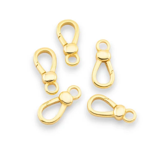 925 Silver Snap Hook Clasp 7x16mm 5pcs Gold