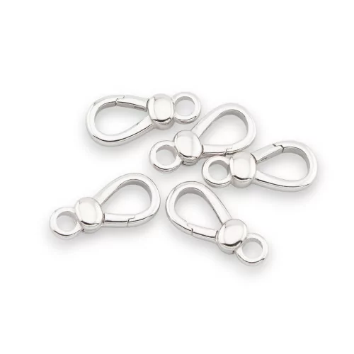 925 Silver Snap Hook Clasp 7x16mm 5pcs Rhodium Plated