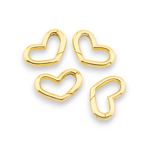 925 Silver Clasp Snap Hook Heart 11x16mm 4pcs Gold