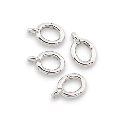 925 Silver Clasp Snap Hook Oval 10x15mm 4pcs Rhodium Plated