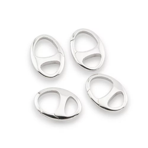 925 Silver Clasp Snap Hook Oval 11x16mm 4pcs Rhodium Plated