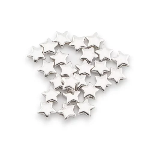 925 Silver Connector Component Star Bead 5mm 5gr 22pcs Approx Rhodium Plated