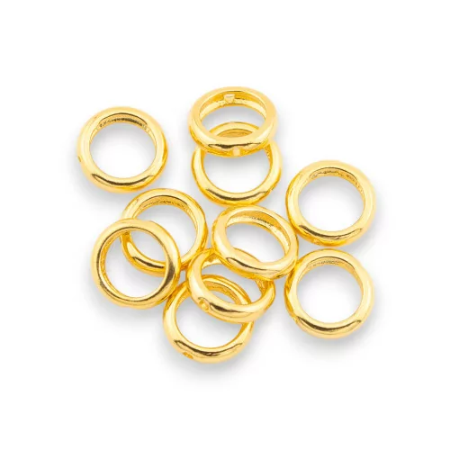 925 Silver Spacer Beads Ring With Hole 9x2.2mm 10pcs Gold