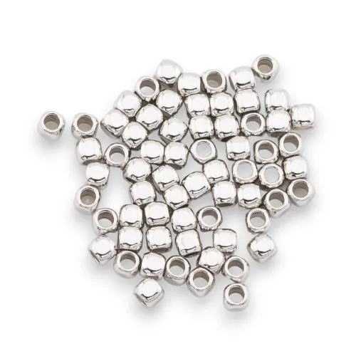 925 Silver Spacer Beads Cubes 3.0mm 5gr 66pcs Approx Rhodium Plated