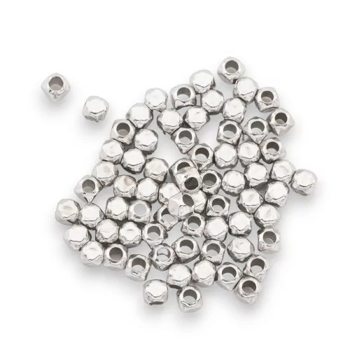 Composant Perles Entretoises En Argent 925 Cubes à Facettes 3.0mm 5gr 70pcs Plaqué Rhodium