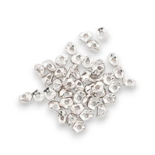 925 Silver Spacer Beads Nugget Flake 4mm 5gr Rhodium Plated