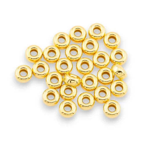 925 Silver Spacer Beads Rondelle Donut 5.5x2.8mm 5gr 26pcs Approx. Gold