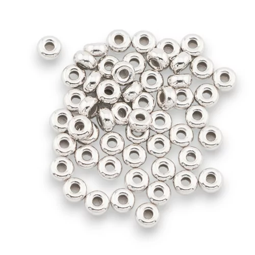 Cuentas espaciadoras de componentes de plata 925 Rondelle Donut 5,5x2,8 mm, 5 g, 26 piezas aproximadamente chapadas en rodio