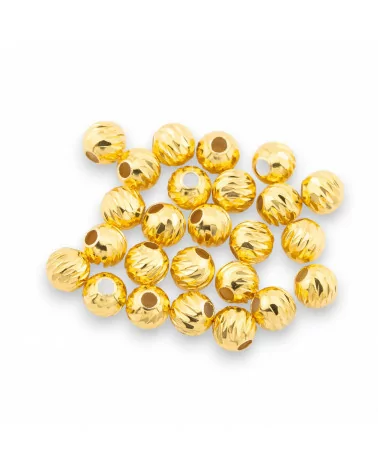 Componente Distanziatore Perline Di Argento 925 Sfera Diamantata 5mm Confezione 5gr Dorato-CONNETTORI PAVE' | Worldofjewel.com
