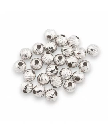 Componente Distanziatore Perline Di Argento 925 Sfera Diamantata 5mm Confezione 5gr Rodiato-CONNETTORI PAVE' | Worldofjewel.com