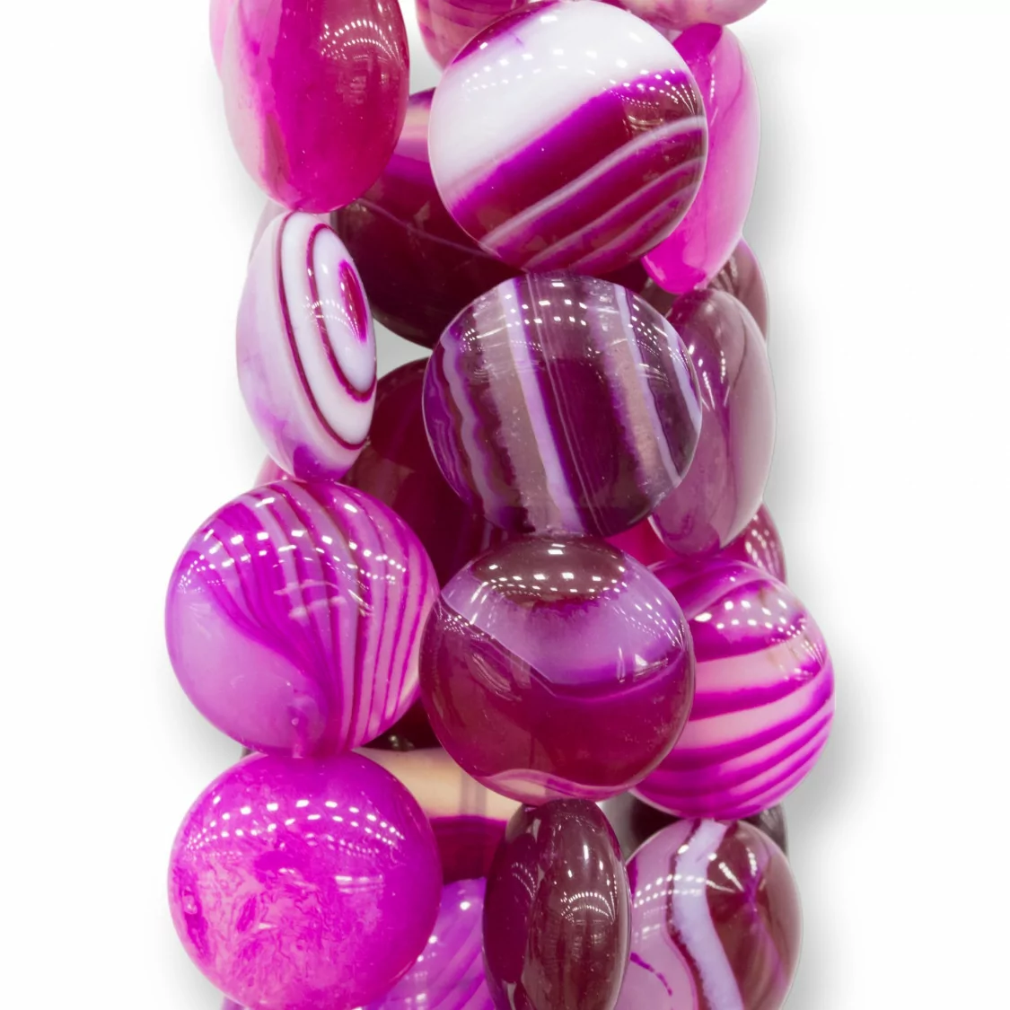 Agata Fucsia Striata Tondo Piatto Liscio 18mm-AGATA FUCSIA | Worldofjewel.com