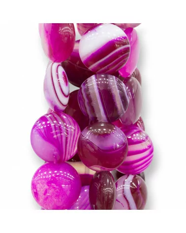 Agata Fucsia Striata Tondo Piatto Liscio 18mm-AGATA FUCSIA | Worldofjewel.com