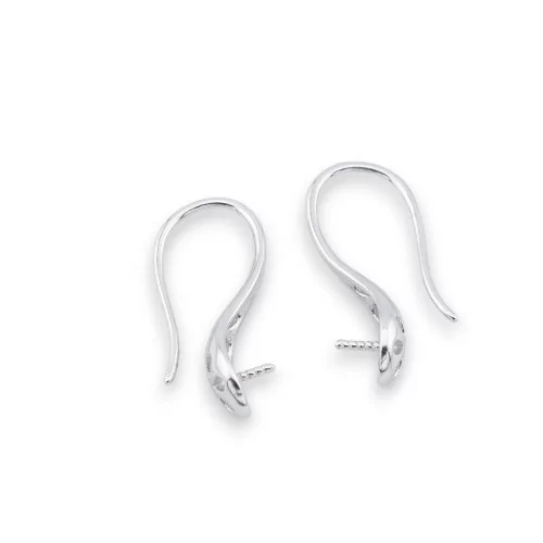 925 Silver Earring Base With Monachella 6x20mm 3 Pairs Rhodium Plated