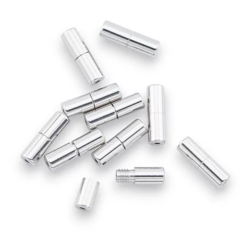 925 Silver Screw Closure Cylinder 3x10mm 10pcs Rhodium Plated