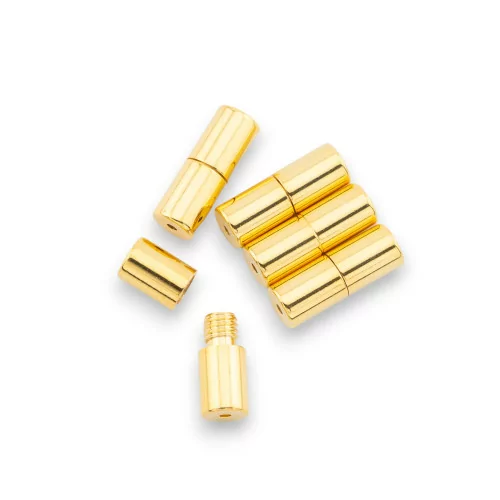 925 Silver Screw Closure Cylinder 4x11mm 5pcs Gold Plated