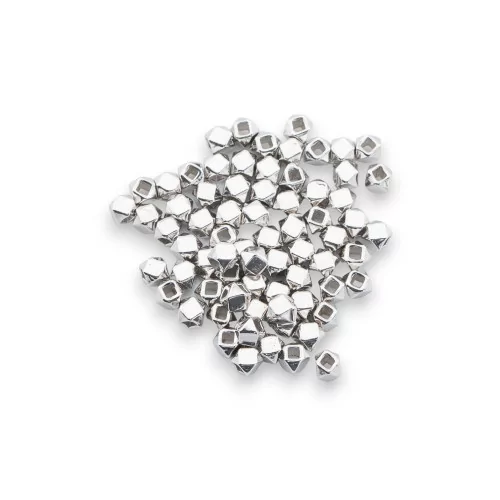 925 Silver Faceted Nugget Spacer Beads Component 2.3mm 5gr 74pcs Approx Rhodium Plated