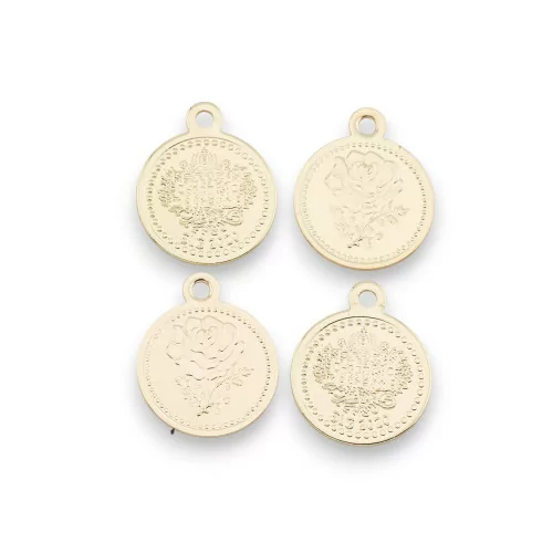 Componente colgante de moneda de latón 12,5 mm 50 piezas Dorado