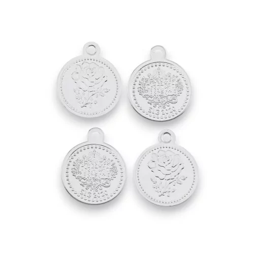 Composant de Pendentif Pièce de Monnaie en Laiton 12.5mm 50pcs Plaqué Rhodium