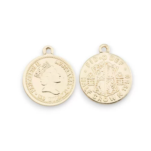 Componente colgante de moneda de latón 17 mm 30 piezas Dorado