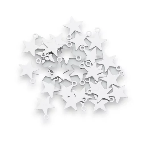 Bollatine Charms 925 Silver Star 6.5x0.5mm 5gr 50pcs Approx Rhodium Plated