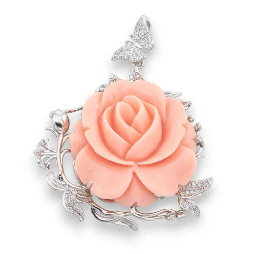 Pendentif Argent 925 Pendentif 46x50mm 1pc Rose