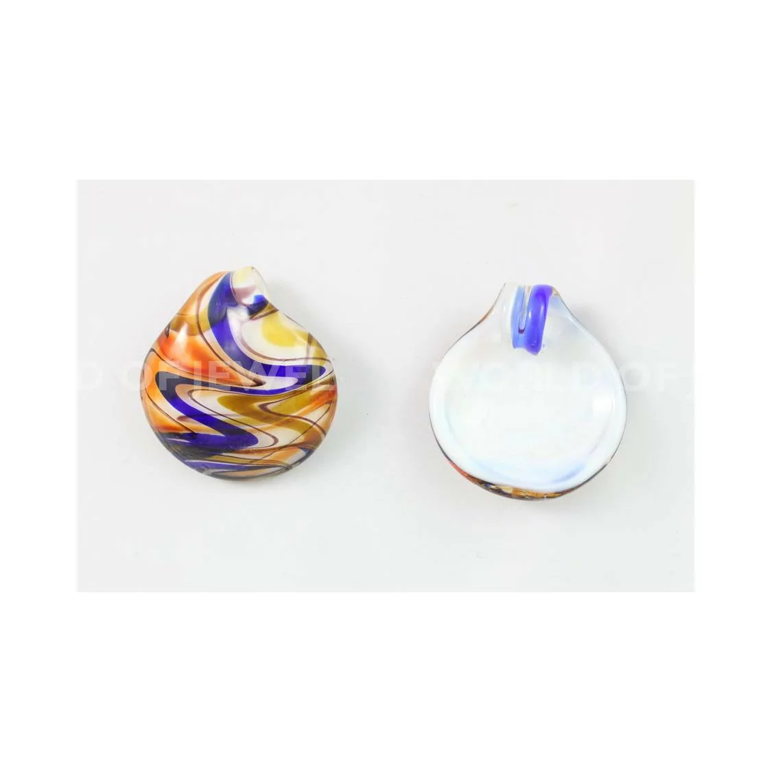 Pendente Di Vetro Di Murano A Fantasia 45mm - 2pz - Arancio+Blu-CIONDOLI DI PIETRE DURE | Worldofjewel.com