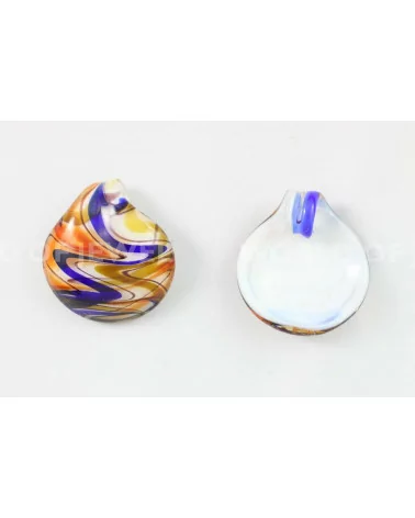 Pendente Di Vetro Di Murano A Fantasia 45mm - 2pz - Arancio+Blu-CIONDOLI DI PIETRE DURE | Worldofjewel.com