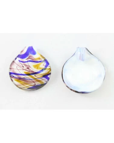 Pendente Di Vetro Di Murano A Fantasia 45mm - 2pz - Viola+Blu-CIONDOLI DI PIETRE DURE | Worldofjewel.com