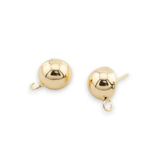 Base Pour Boucles D'Oreilles Bronze Clou Semisphère 10mm 12 Paires Doré