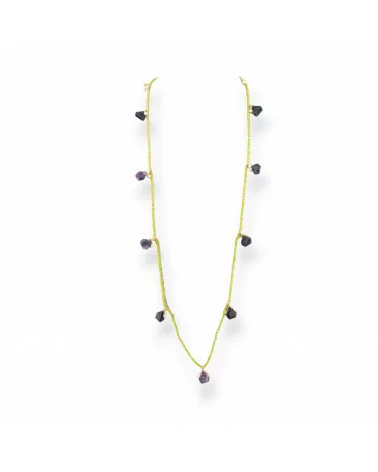 Collana Bijoux Charlestone Di Cristalli CZ Con Pietre Dure E Perle Di Maiorca Con Ematite 90cm Ametista-DESIGN ITALY | Worldofjewel.com